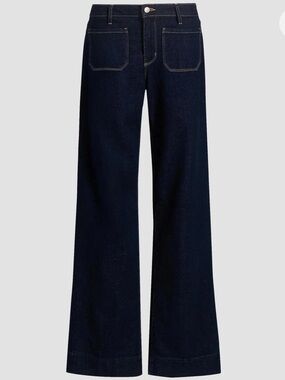 L'AGENCE Navy Wide-Leg Flare Jeans
